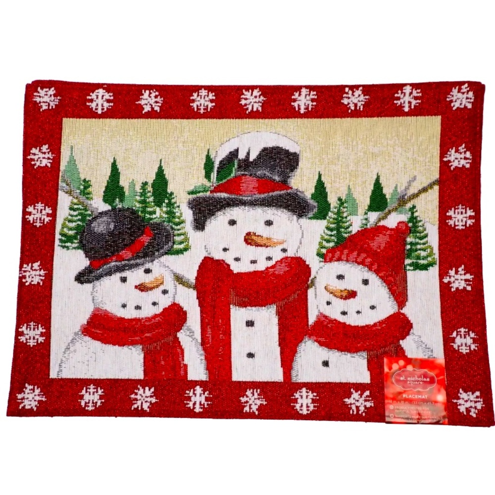 Christmas Placemats Set of 2 Snowman Tapestry St. Nicholas Square